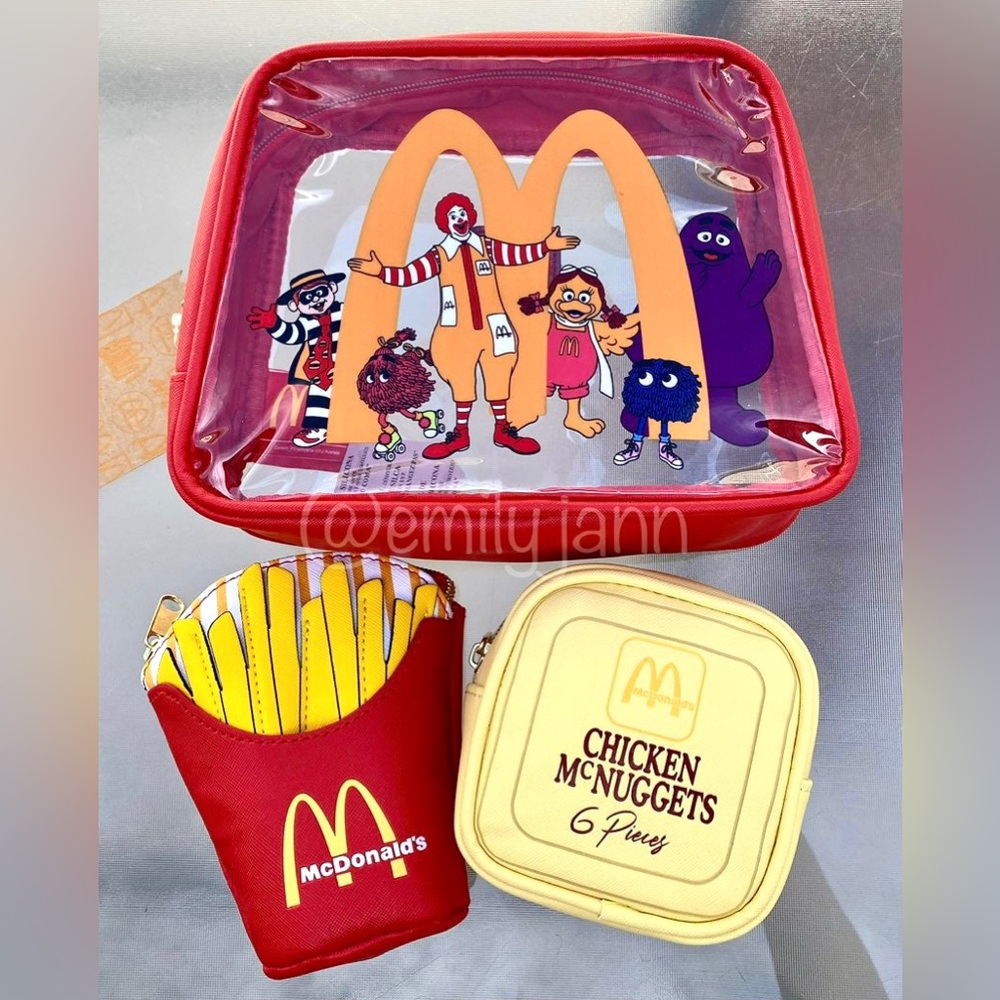 McDonald's Red Clear Character Cosmetic Bag with Fries & Nugget Pouches